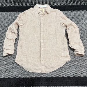 Panama Jack Linen Button Down Shirt Women’s M Long Sleeve Lightweight Neutral